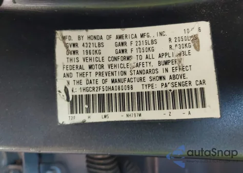 2017 Honda Accord Sport z USA, uszkodzony, nr VIN 1HGCR2F50HA080098